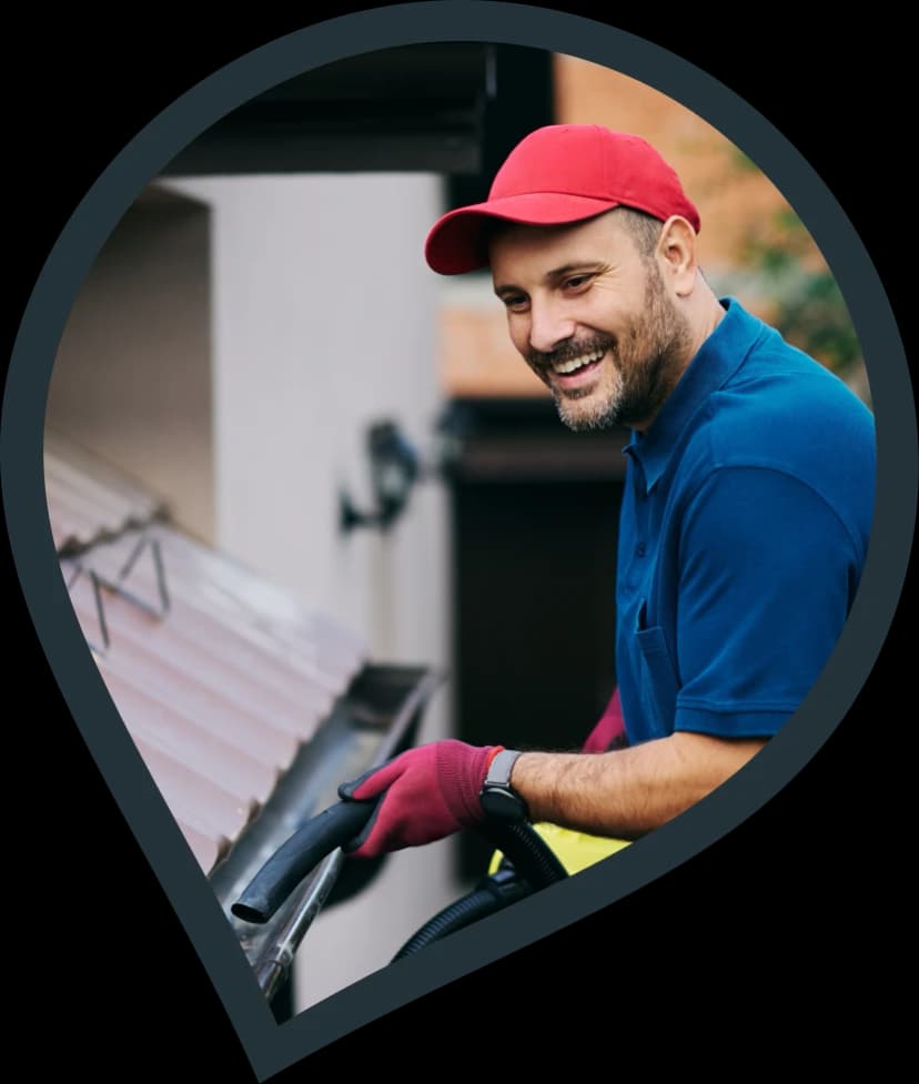 expert gutter cleaning using specialist leaf blower equipment