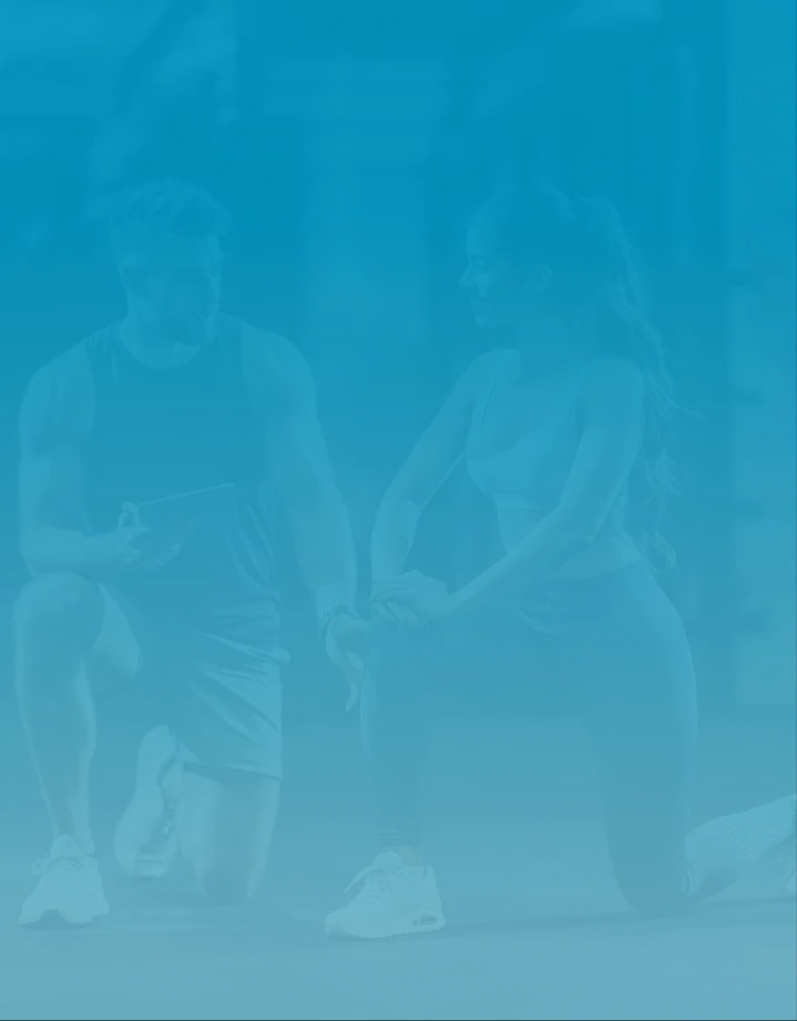 Personal trainer is showing a customer how to do correct lunges